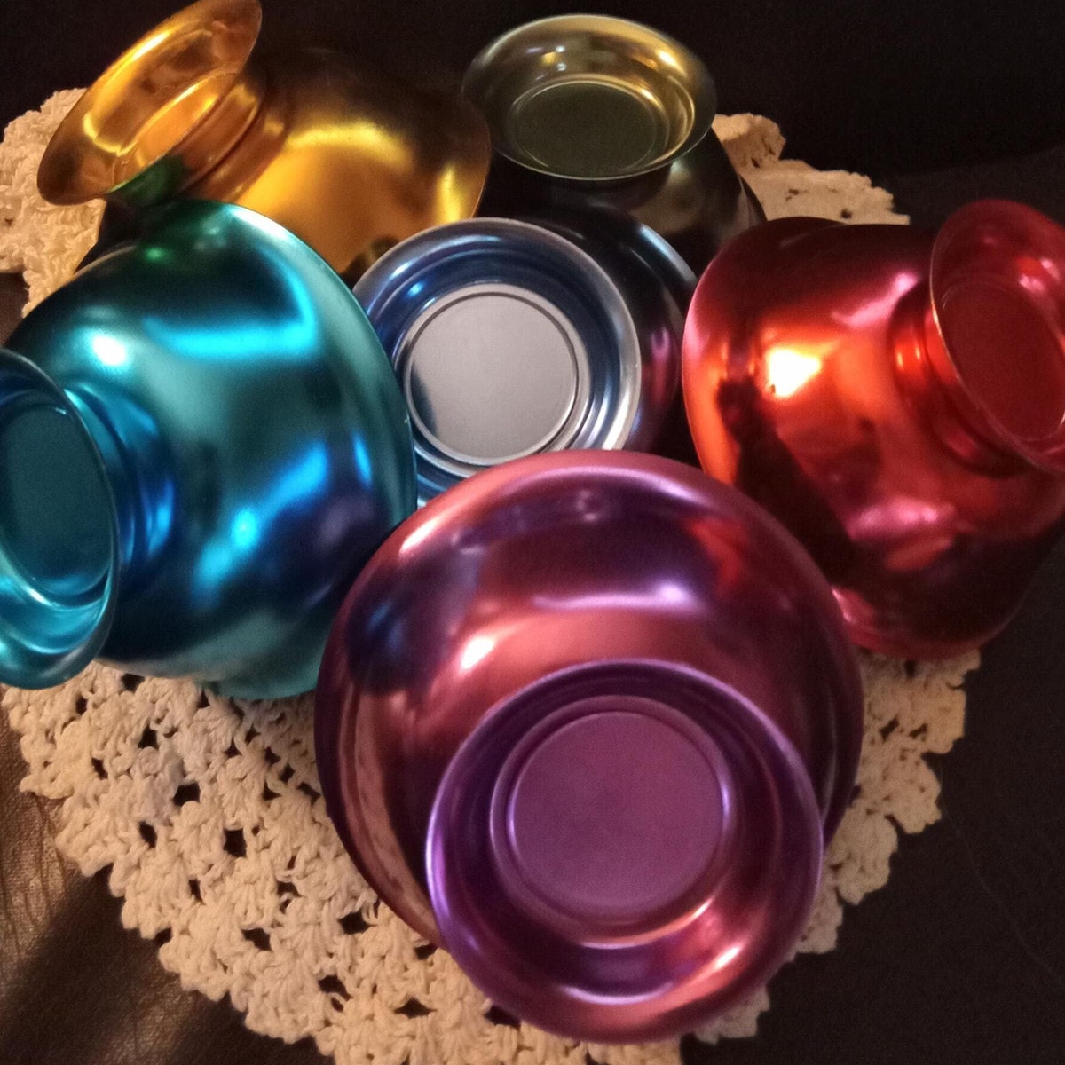 Retro Colorful Footed Aluminum anodized Bowls | Etsy