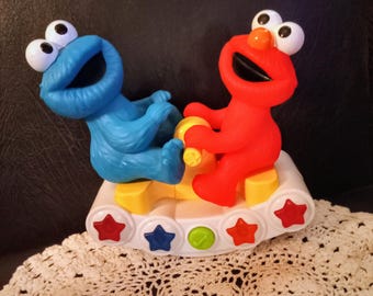 Vintage Jim Henson Sesame Street Elmo and Cookie Monster Seesaw Toy