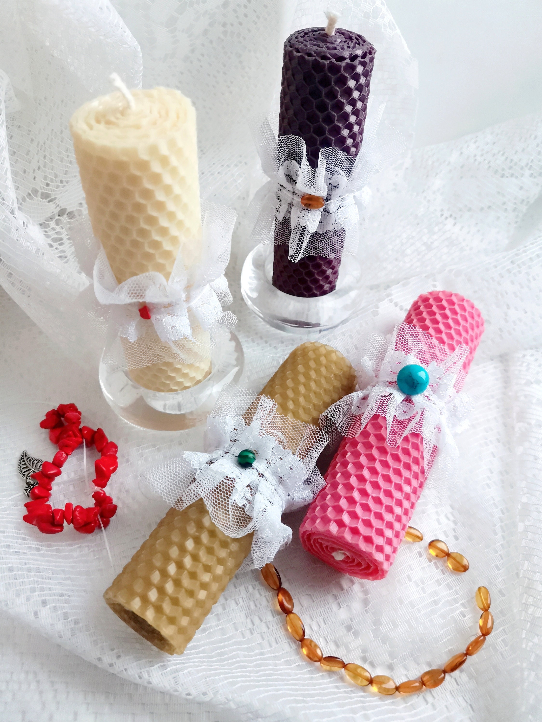 Natural candle Candle with stones Natural stones Stones Etsy