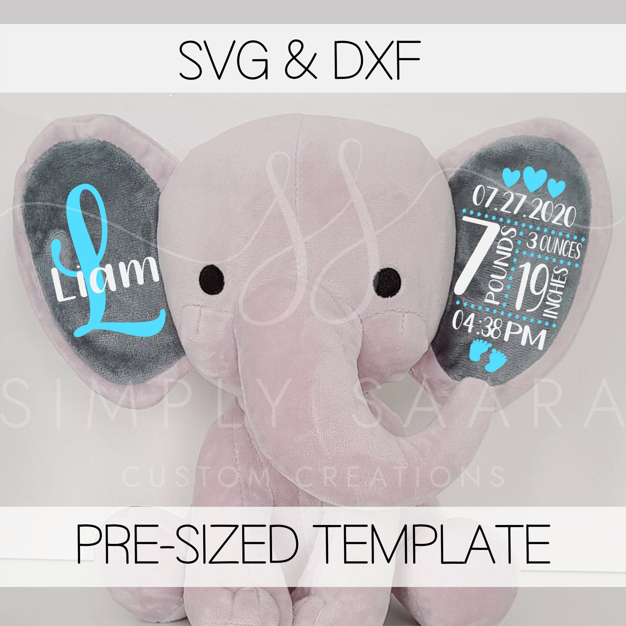Download Birth Stat Elephant Svg Birth Announcement Svg Birth Stats Etsy