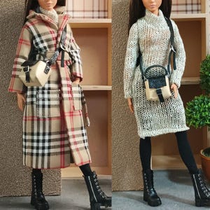 11インチ30cmの女児用ロングコート、ドレス、靴下、バッグ