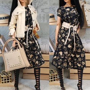 ジャケット、ドレス、ベルト、ネックレス、バッグ付き、女性用レギュラー11インチ30cm