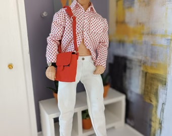 Shirt ,pants,bag and watch  for muscular 11 inch 30cm male  dolls