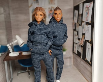Hoodie and sweatpants for female and male  30cm dolls