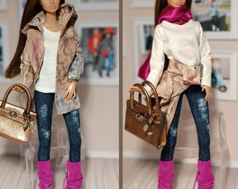 Jacket, shirt ,scarf ,pants for for regular 11 inch 30cm female  dolls