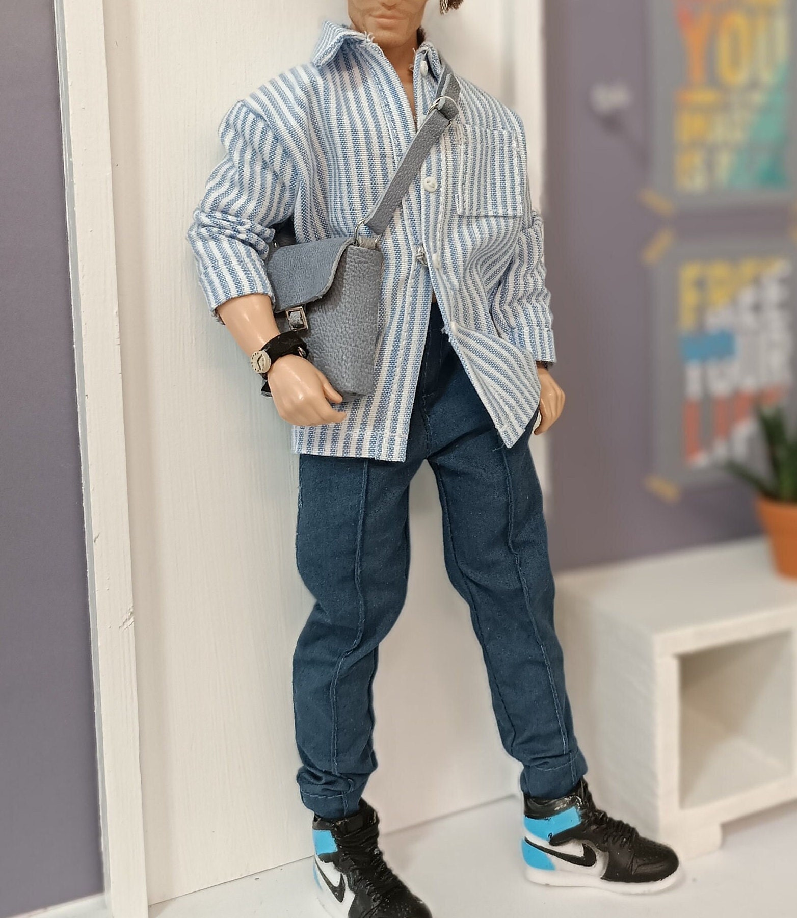 Shirt,pants, watch and bag for for muscular 11 inch 30cm male  dolls