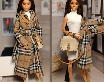Coat and dress for regular 11 inch 30cm female  doll