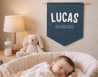 Custom Name Banner for Baby Room Decor - Personalized Name Wall Banner for Kids Room - New Baby Gift - Custom Name Flag Pennant