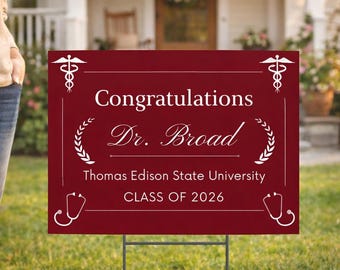 Custom Medical School Graduation Party Decorations, 2026 Doctor Grad Yard Sign, Personalized Future Doctor Gift, Med School Congrats Decor