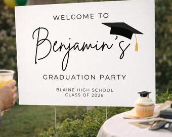 Personalized Grad Welcome Sign, Graduation Welcome Sign, College Graduate Decorations, High School Graduation Party Decor Senior 2026 Sign