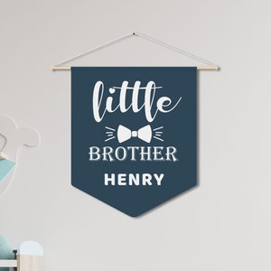 Little Brother Pennant Banner Flag, Baby Announcement, Little Brother Gift, Sibling Gift, Baby Shower Gift, Personalized Nursery Wall Decor