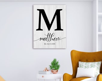 Custom Family Name Canvas Sign, Name Sign With Established Date, Personalized Wall Art, Framed Ready to Hang