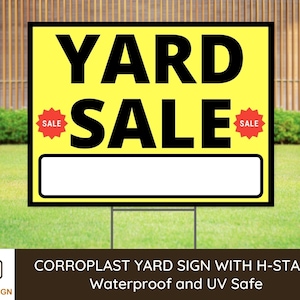 Yard Sale Yard Sign with H-Stake, Garage Sale Lawn Sign, 24&quot;x18&quot; Double Sided