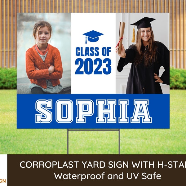 Graduation Yard Sign, Personalized Outdoor High School College Grown Up Photos Graduation Signs, Custom Lawn Decorations, Class of 2024 Sign
