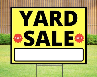 Yard Sale Yard Sign with H-Stake, Garage Sale Lawn Sign, 24"x18" Double Sided