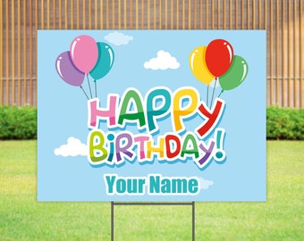 Happy Birthday Yard Sign with H Stake - Personalized Birthday Signs for Yard Lawn