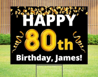 80th Birthday Decorations | Personalized 80th Birthday Party Favors Yard Sign | 80th Birthday Gift for Men Women | 80th Birthday Decor