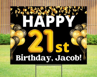 21st Birthday Decorations | Personalized 21st Birthday Party Favors Yard Sign | 21st Birthday Gift | 21st Birthday Decor | 21st Party Decor