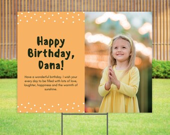 Happy Birthday Yard Sign with H-Stake, Personalized Outdoor Birthday Signs, Custom Name Bday Lawn Decoration, 24"x18" Double-Sided