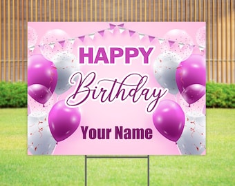 Happy Birthday Yard Sign with H Stake - Personalized Birthday Signs for Yard