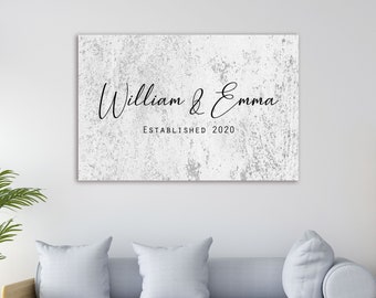 Custom Names Canvas Sign, Wedding Anniversary Gift, Personalized Wall Art, Framed Ready to Hang