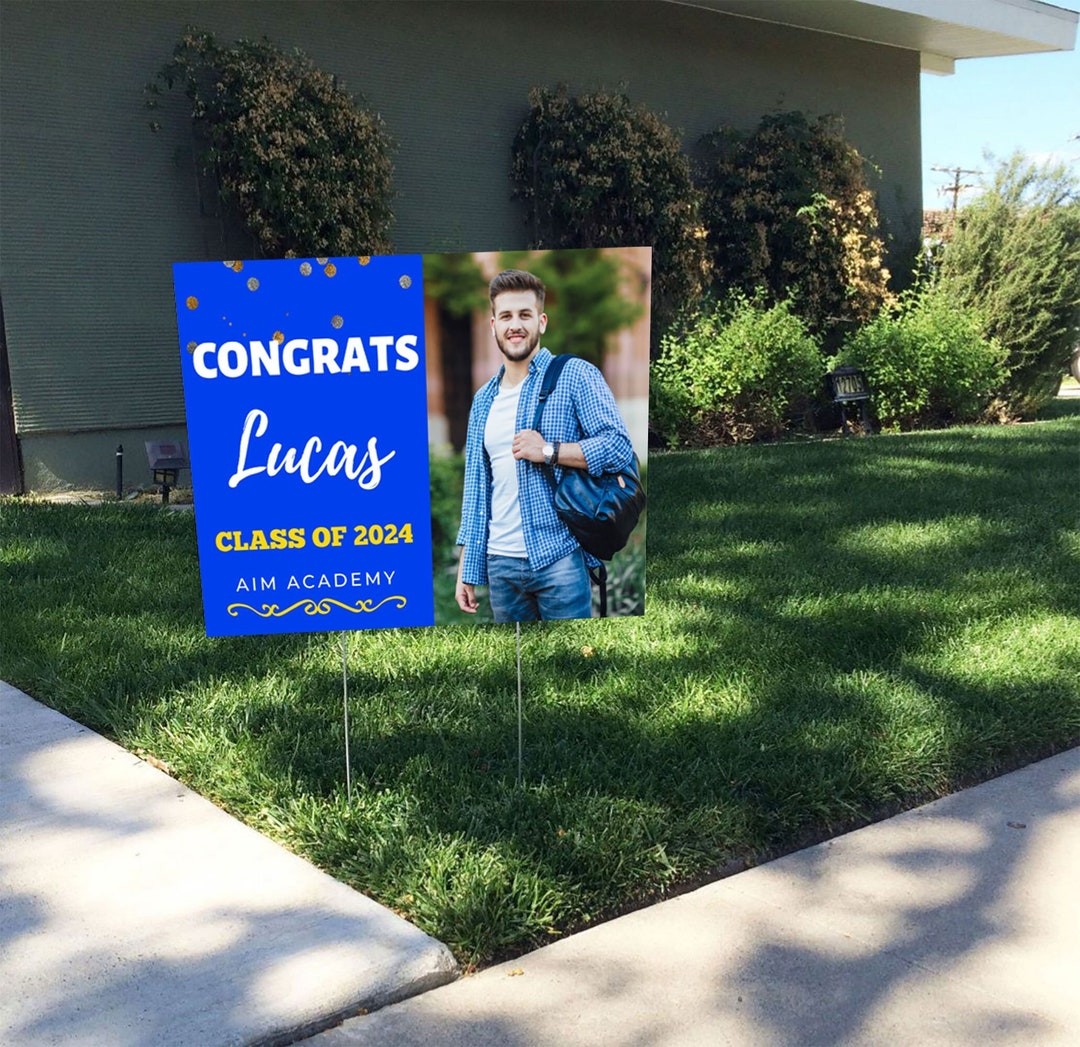 Congrats Grad Photo Yard Sign 2024 Graduation Yard Sign Class of 2024