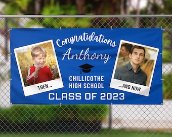 Personalized Then & Now Graduation Photo Banner High School Graduation Banner Custom Graduation Gifts for Her College Graduation Party Decor