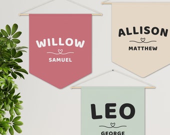 Custom Name Banner Personalized Name Wall Banner Baby Room Decor Custom Pennant  Custom Name Flag Kids Room Wall Decor Custom New Baby Gift