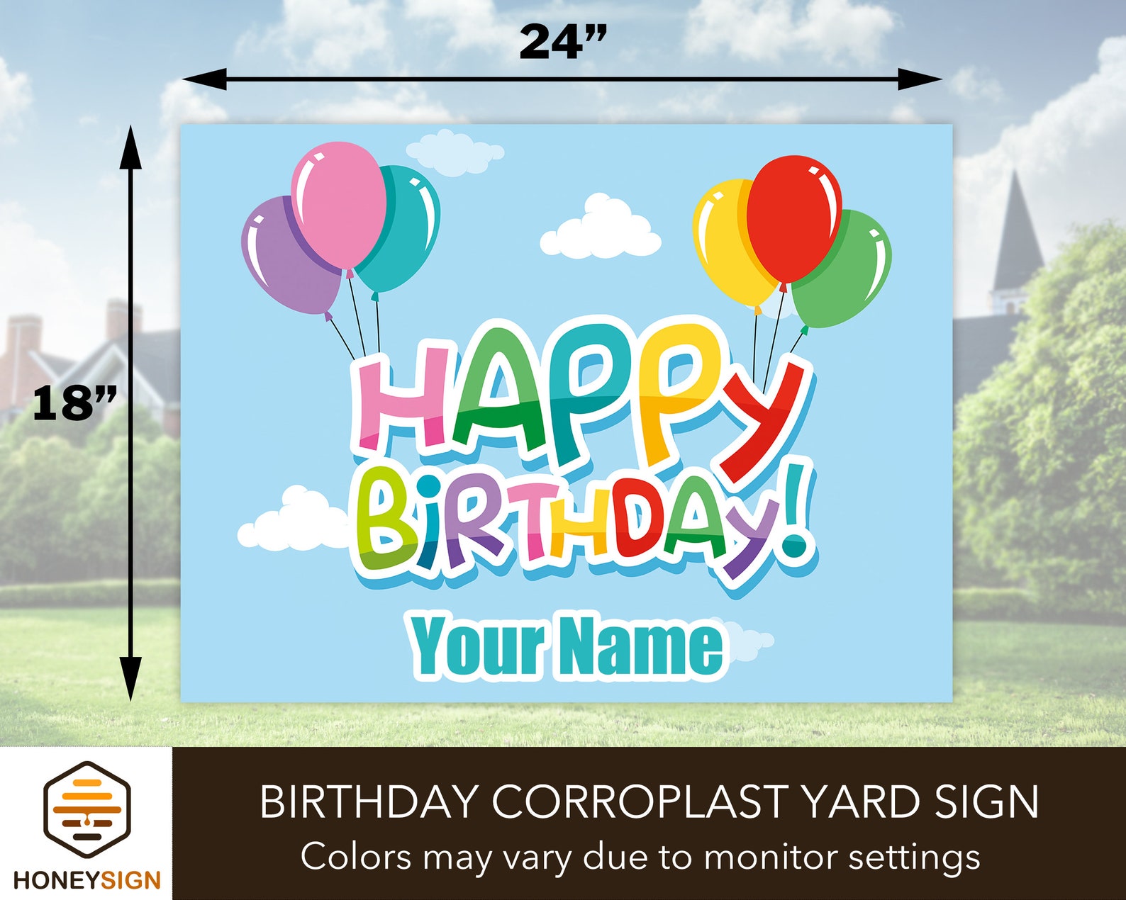 Happy Birthday Yard Sign With H Stake Personalized Birthday Etsy