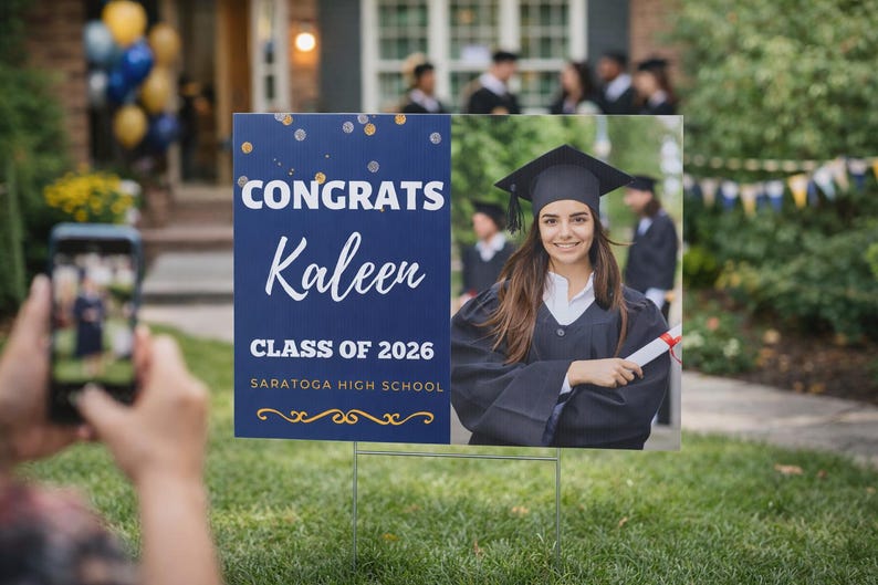 Custom Graduation Yard Sign With Photo, Class of 2026 Grad Sign for ...