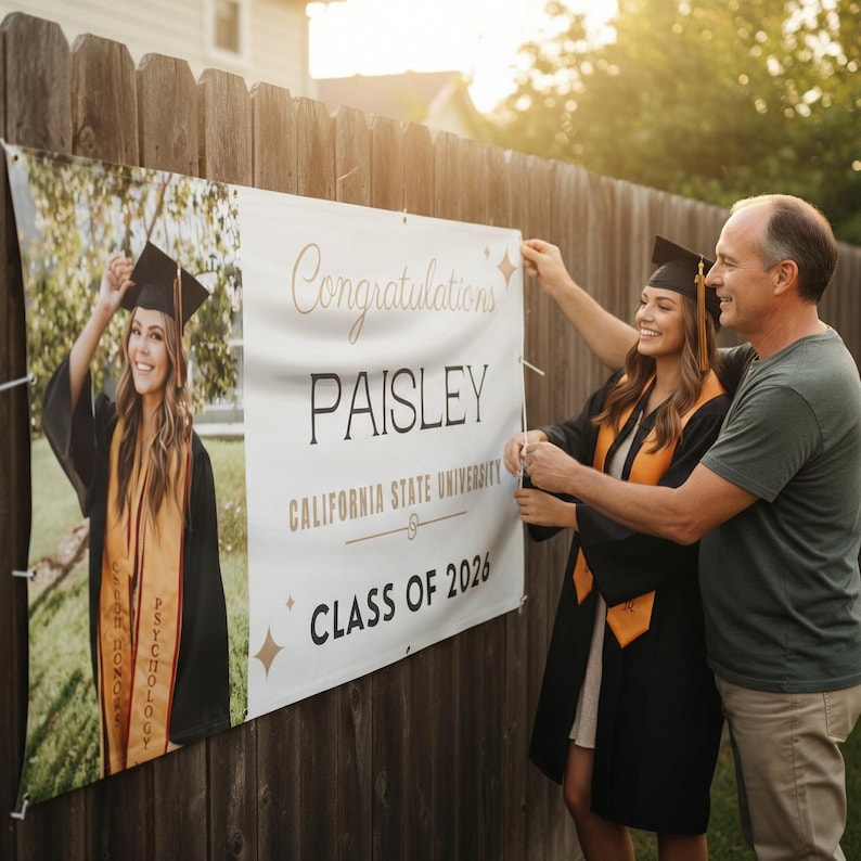 Graduation Decorations 2026, Graduation Banner, Personalized Congrats Grad Banner, Graduation Party Supplies, Class of 2026 Vinyl Banner image 3