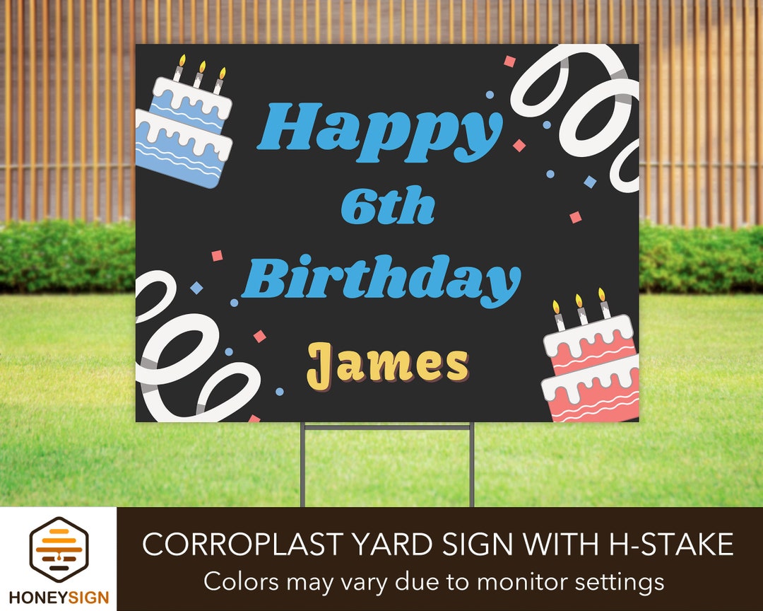 Happy Birthday Yard Sign With Hstake, Personalized Outdoor Birthday