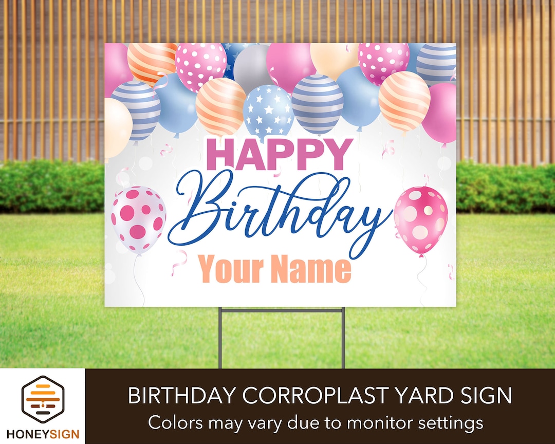 Happy Birthday Yard Sign With H Stake - Personalized Birthday Signs for ...