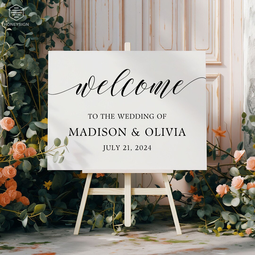 Minimalist Wedding Sign, Modern Welcome Display | 1/8 PVC Board