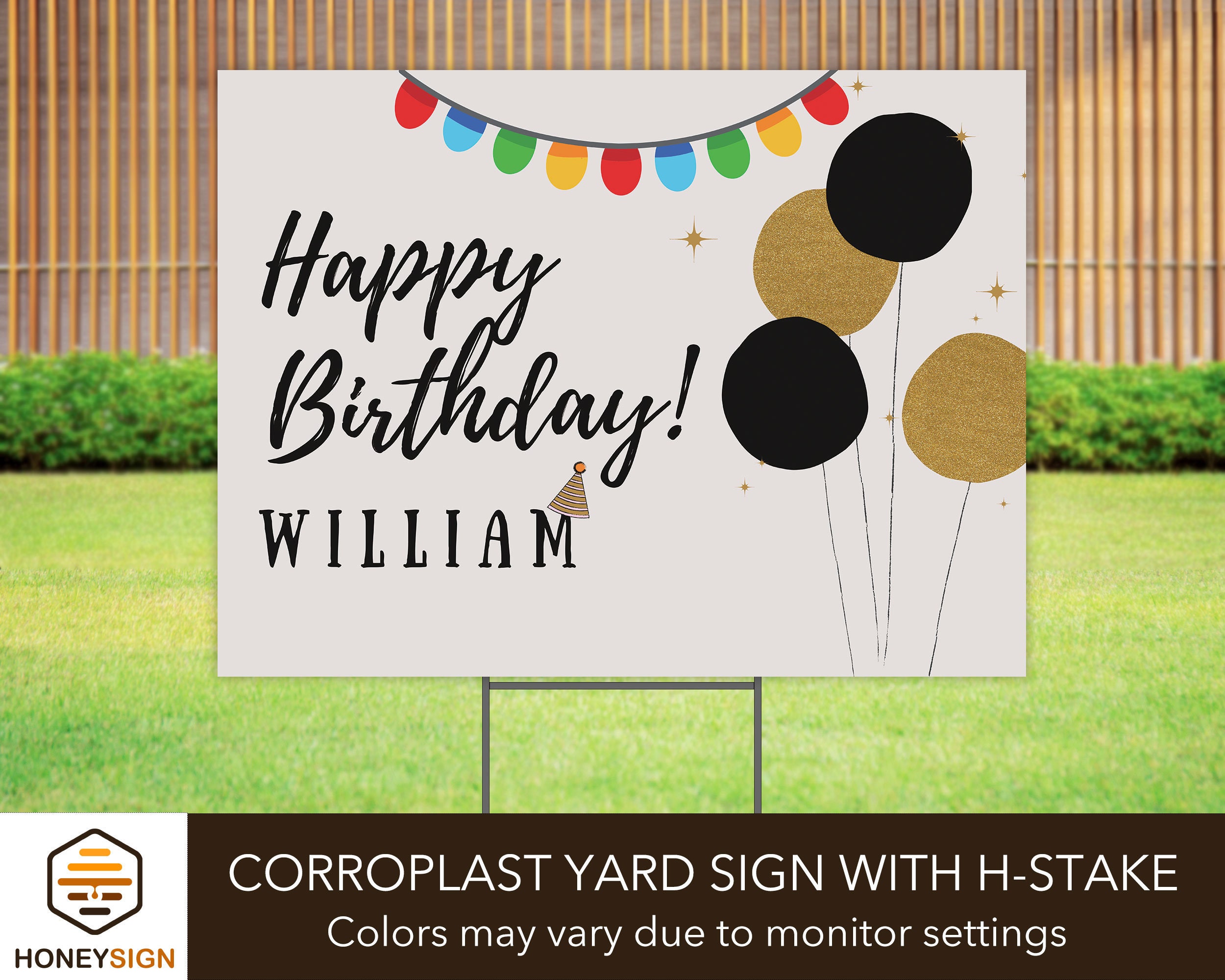 Happy Birthday Yard Sign with Metal HStake Personalized Etsy