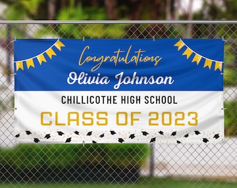 Graduation Banner, Grad Banner, Graduation Gift, Personalized Graduation Party Decorations, Senior High School, College Class of 2026 Sign