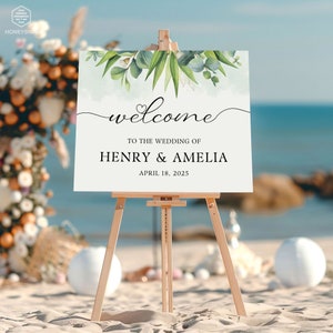 Welcome Wedding Signs, Wedding Decoration, Personalized Wedding Sign, Custom Wedding Print, Classic Wedding Sign, Greenery Wedding Sign