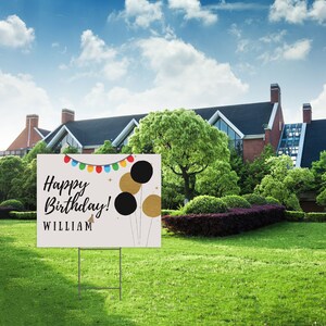 Happy Birthday Yard Sign With Metal H-stake, Personalized Outdoor ...
