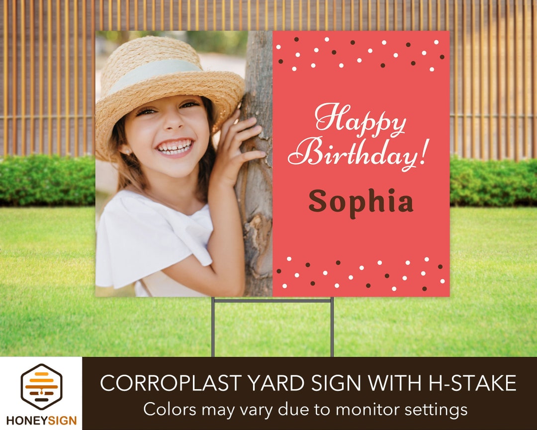 Happy Birthday Yard Sign With Hstake, Personalized Outdoor Birthday Signs, Custom Bday Lawn