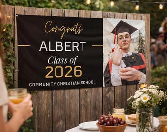 Personalized Graduation Banner Class of 2026, Outdoor Weatherproof Graduation Sign, Custom High School College Party Decorations