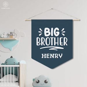 Big Brother Flag, Big Brother Sign, Custom Big Brother Pennant Banner, Big Brother Gift, Boys Room Decor, Personalized Siblings Gifts