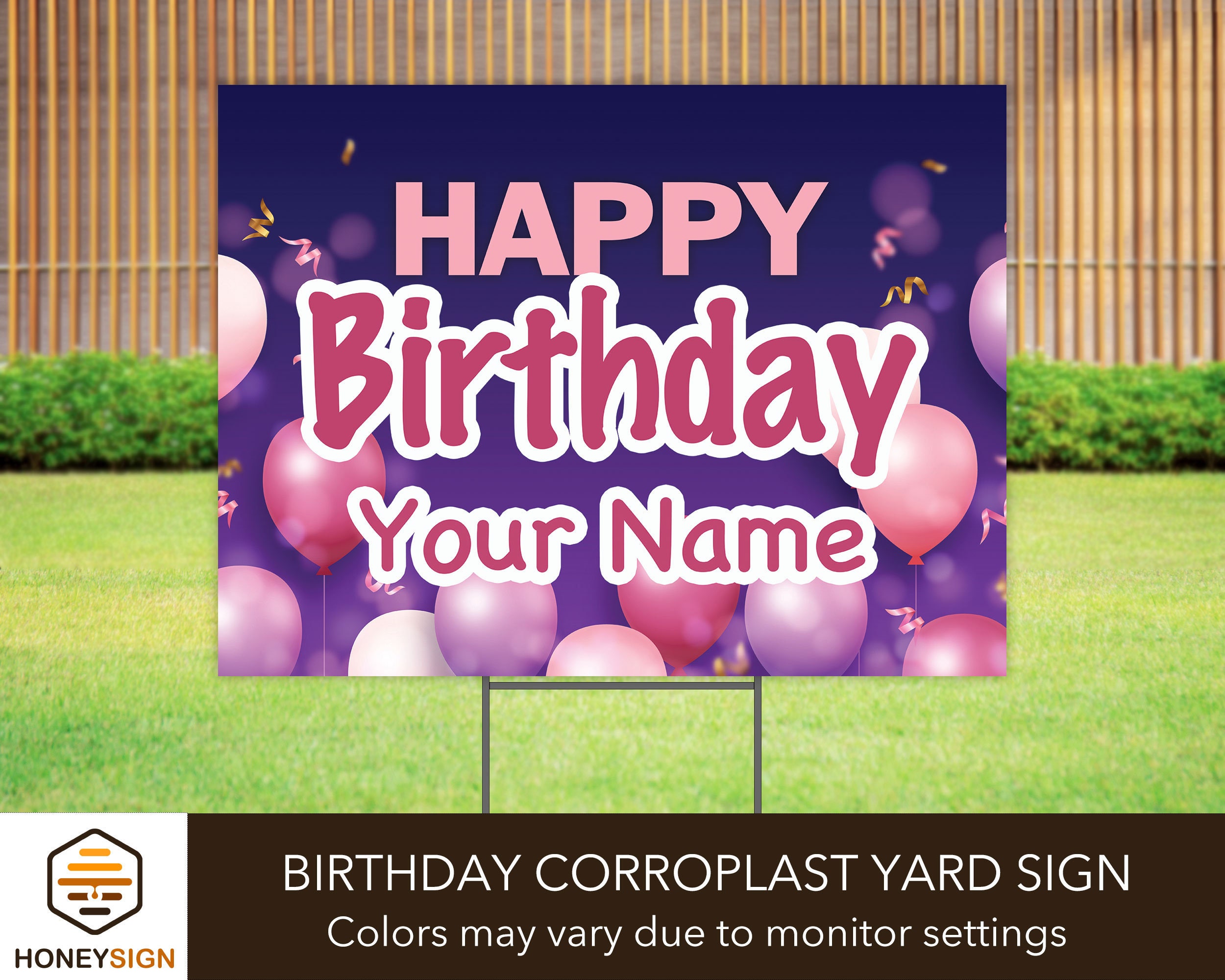 Happy Birthday Yard Sign With Hstake Custom Birthday Signs Etsy