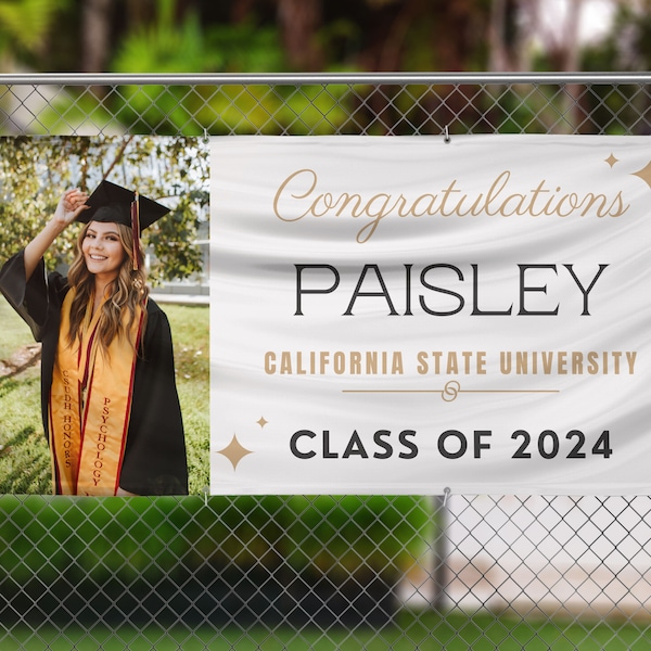 Graduation Decorations 2024, Graduation Banner, Personalized Congrats Grad Banner, Graduation Party Supplies, Class of 2024 Vinyl Banner