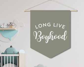 Long Live Boyhood Pennant Boys Room Pennant Flag Wall Art Banner Kids Room Decor Nursery Decor Play Room Wall Decor Baby Nursery Art Decor