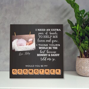 Godmother Proposal Canvas Wall Art, Custom Name Sign, Godmother Gift, Personalized Godparent Canvas, Framed, Ready to Hang
