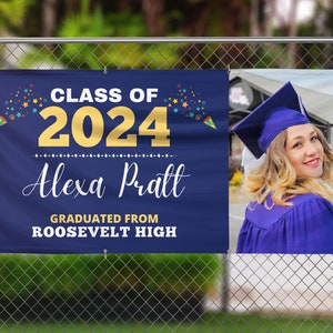 Graduation Banner, Personalized Graduation Gift, Graduation Party Decorations, Class of 2024 Sign for High School, College or University