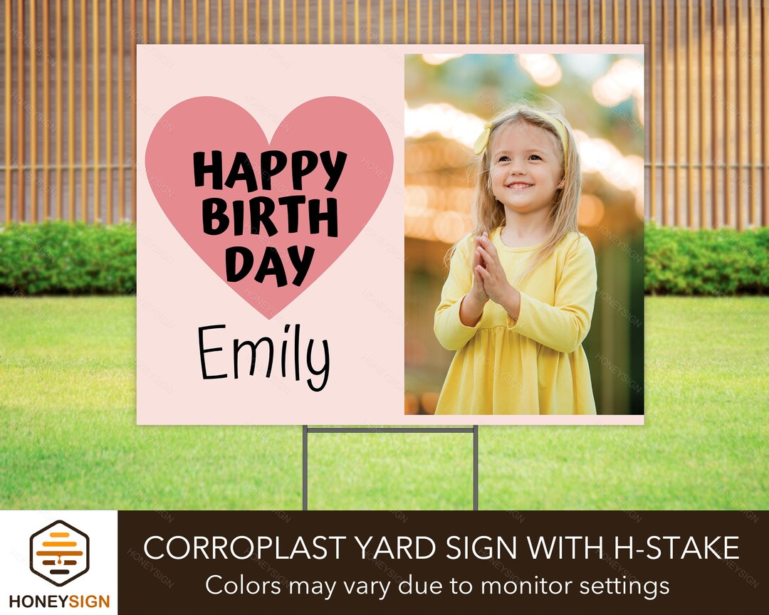 Happy Birthday Yard Sign With Stake, Personalized Outdoor Birthday ...
