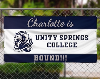 Personalized College Bound Banner 2026, Senior Graduation & University Bound Celebration Sign, Custom Gift for College Bound Students