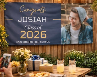 Custom Class of 2026 Graduation Banner - Personalized High School Grad Decorations - Congrats Grad Party Supplies Banner