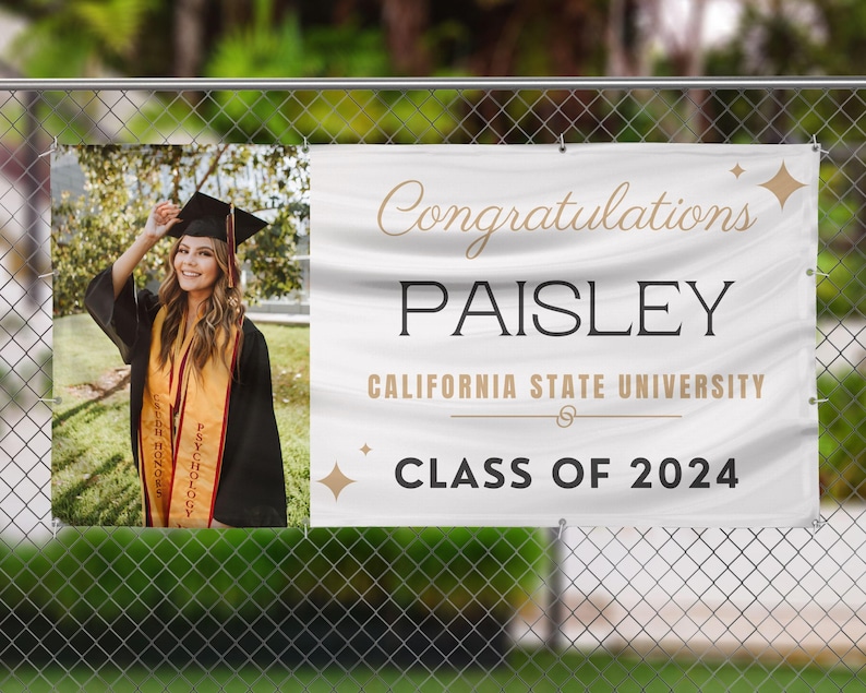 Graduation Decorations 2024, Graduation Banner, Personalized Congrats Grad Banner, Graduation Party Supplies, Class of 2024 Vinyl Banner